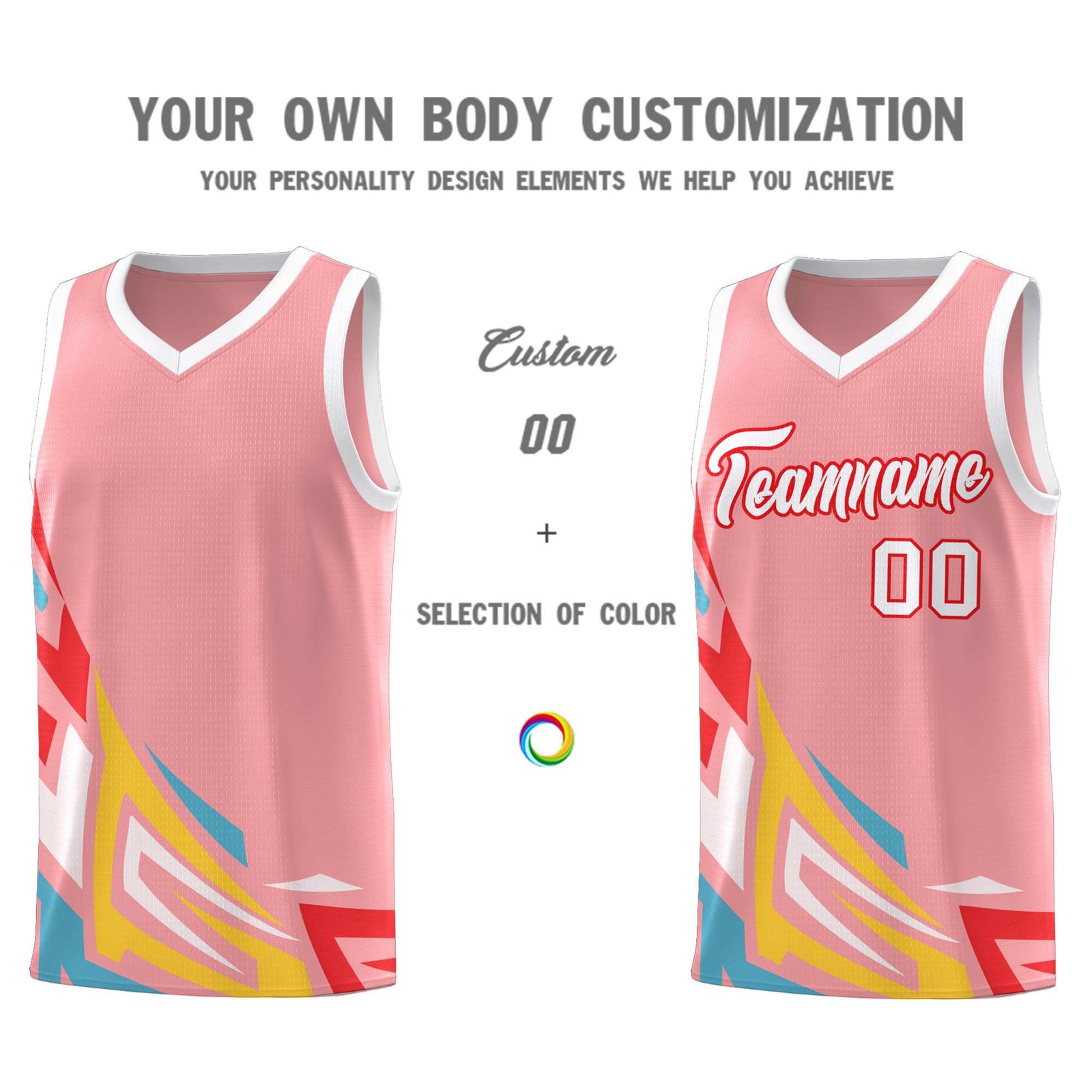 Custom Light Pink Gradient Graffiti Pattern Sports Uniform Basketball Jersey
