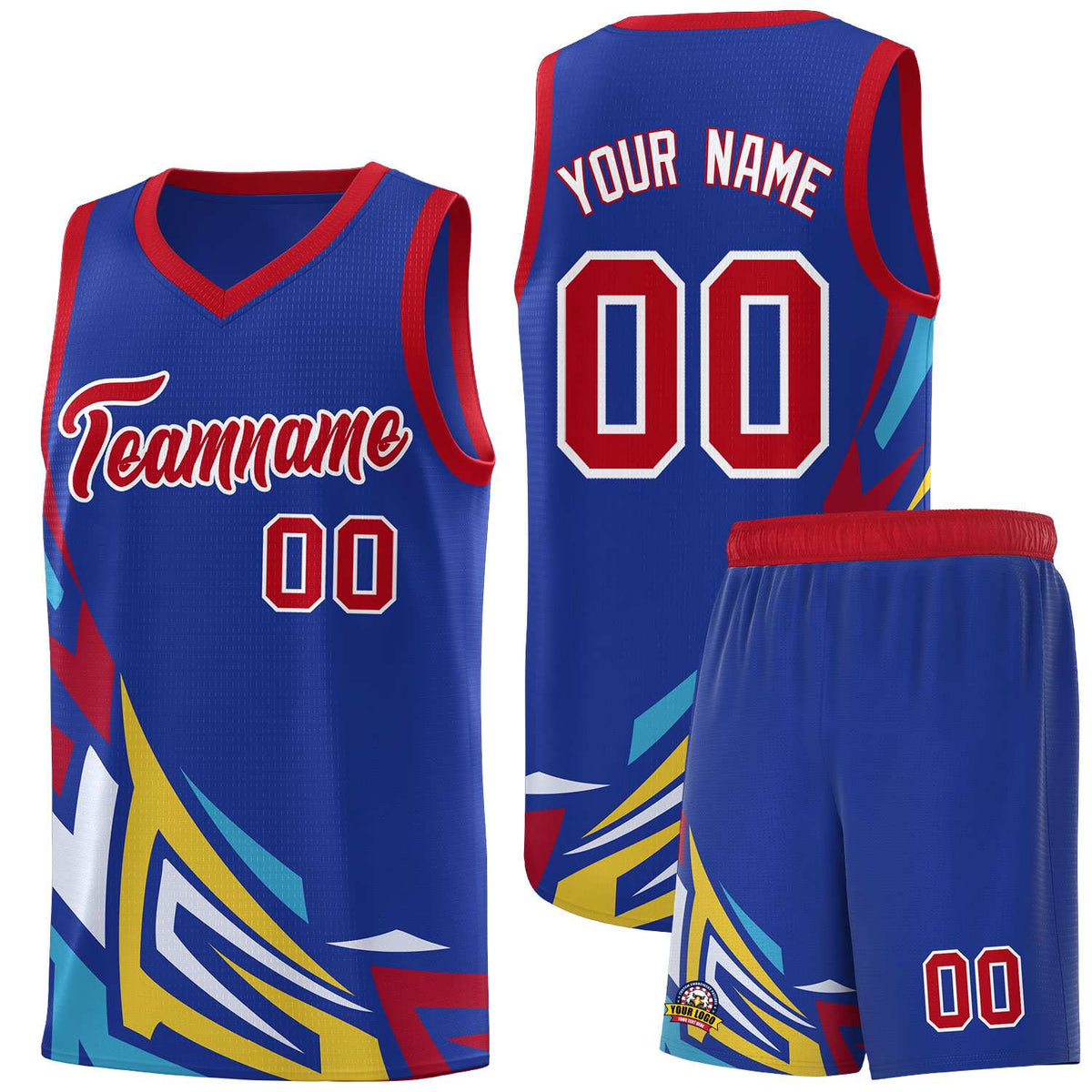 Custom Royal Gradient Graffiti Pattern Sports Uniform Basketball Jersey