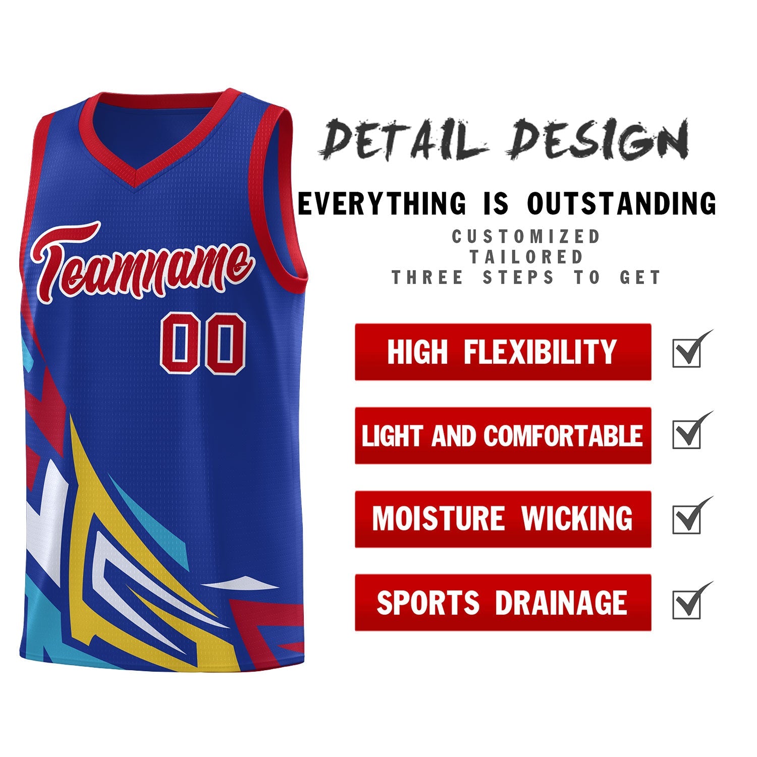 Custom Royal Gradient Graffiti Pattern Sports Uniform Basketball Jersey