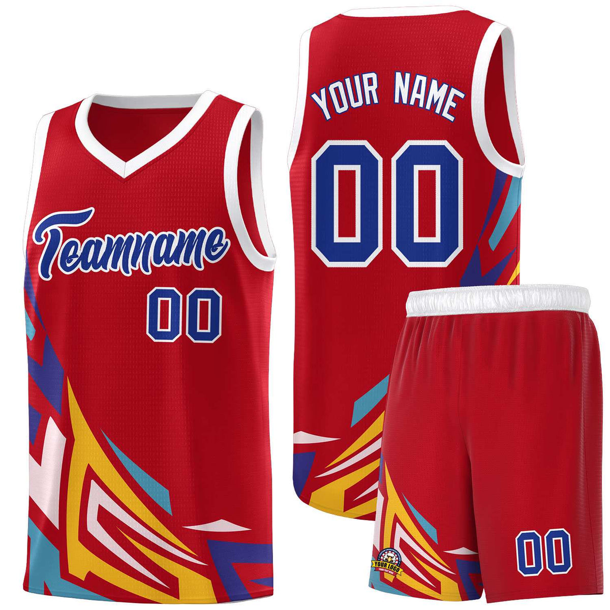 Custom Red Gradient Graffiti Pattern Sports Uniform Basketball Jersey