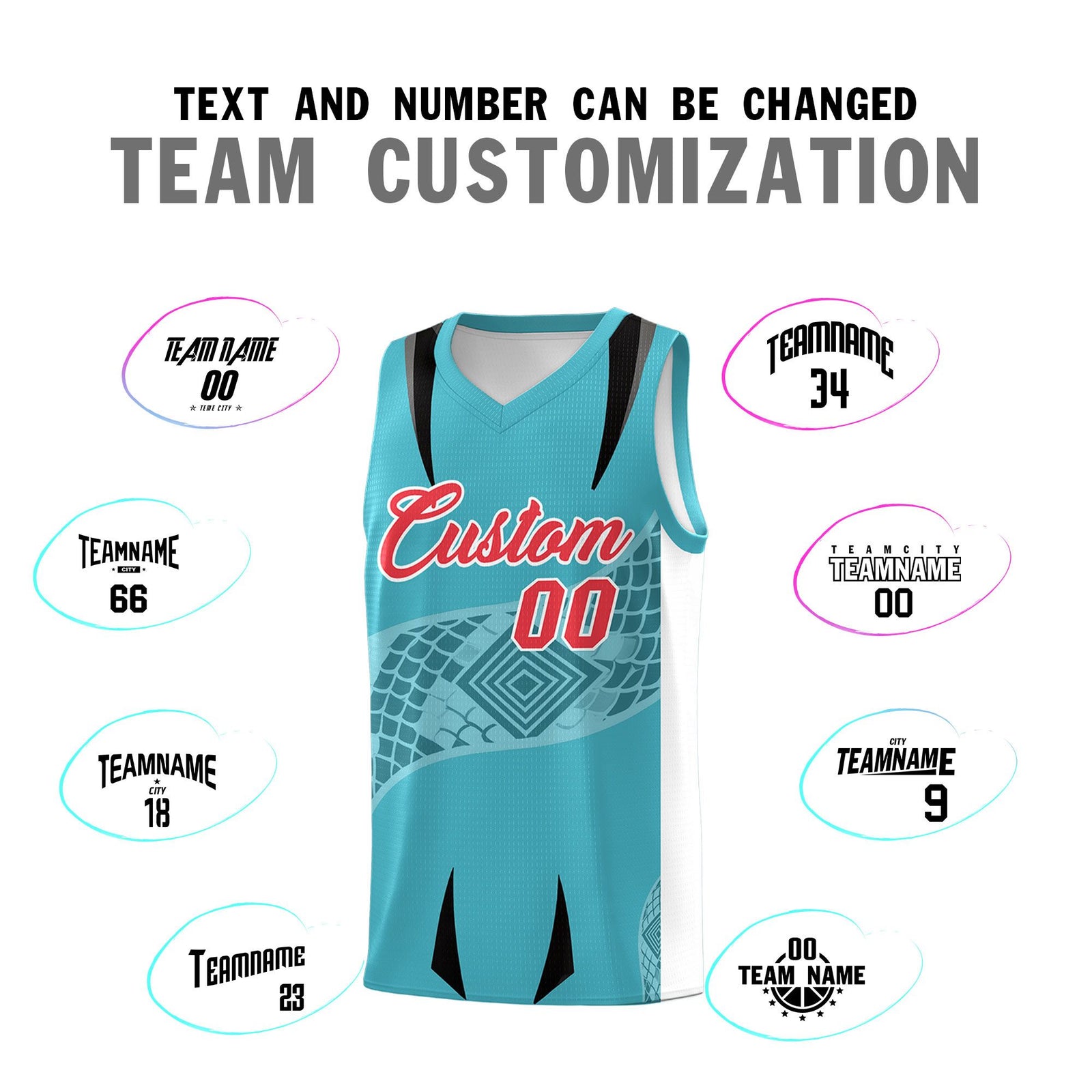 Custom Sky Blue White Snake Scale Venomous Fang for Team Graffiti Pattern Basketball Suit Jersey