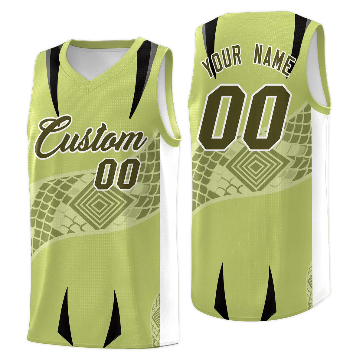 Custom Champagne White Snake Scale Venomous Fang for Clubs Graffiti Pattern Basketball Suit Jersey