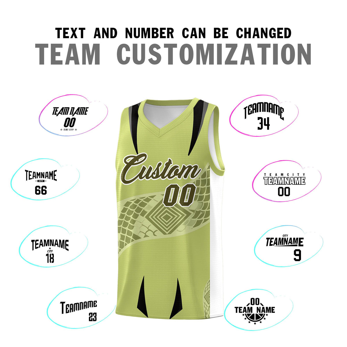 Custom Champagne White Snake Scale Venomous Fang for Clubs Graffiti Pattern Basketball Suit Jersey