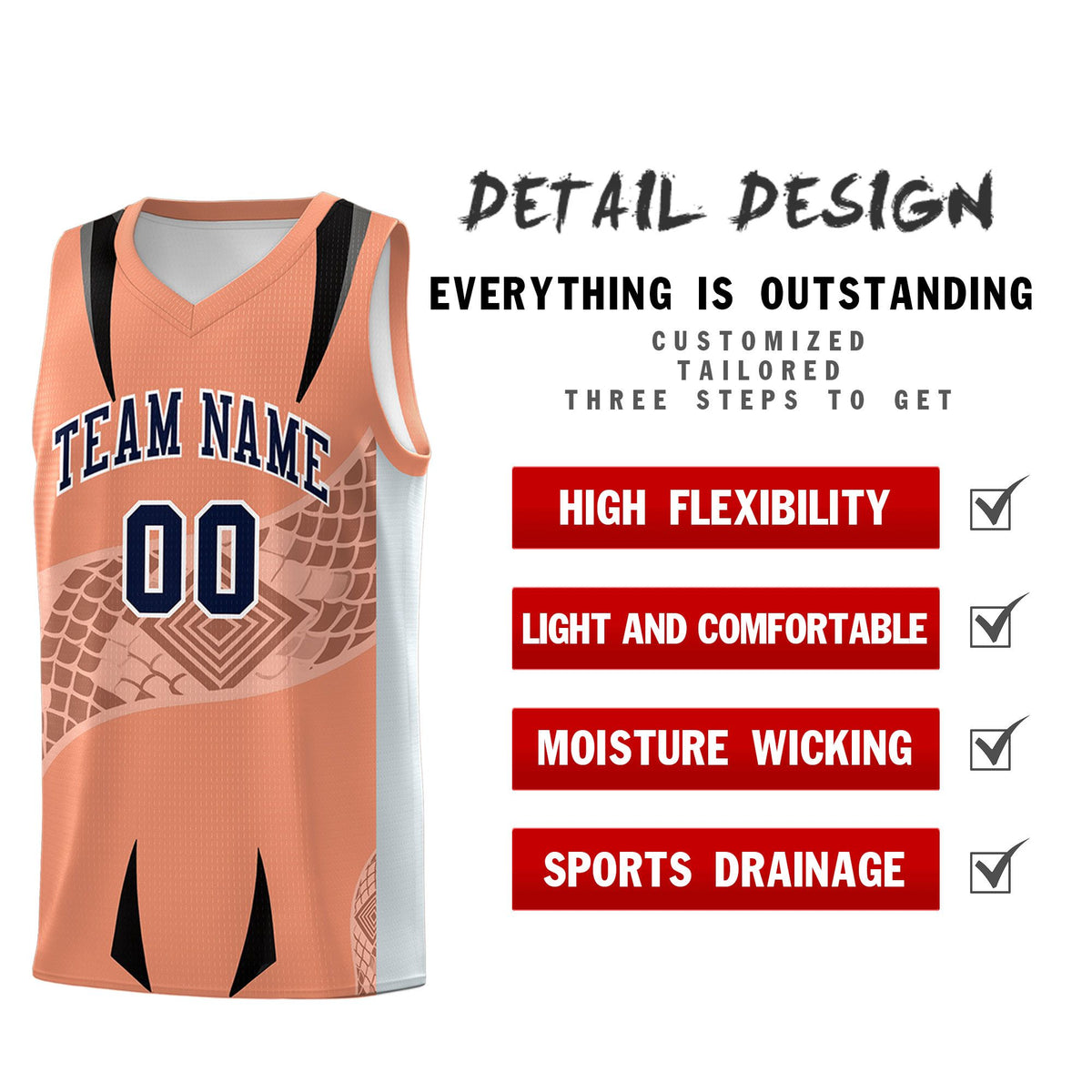 Custom Light Orange Silver Snake Scale Venomous Fang for Leagues Graffiti Pattern Basketball Suit Jersey