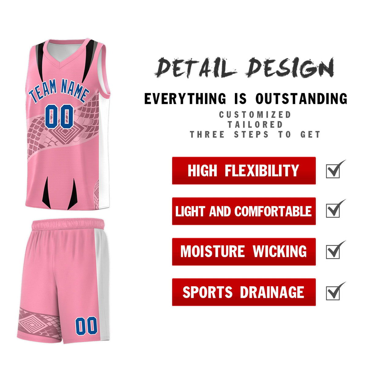 Custom Light Pink White Snake Scale Venomous Fang for Team Graffiti Pattern Basketball Suit Jersey