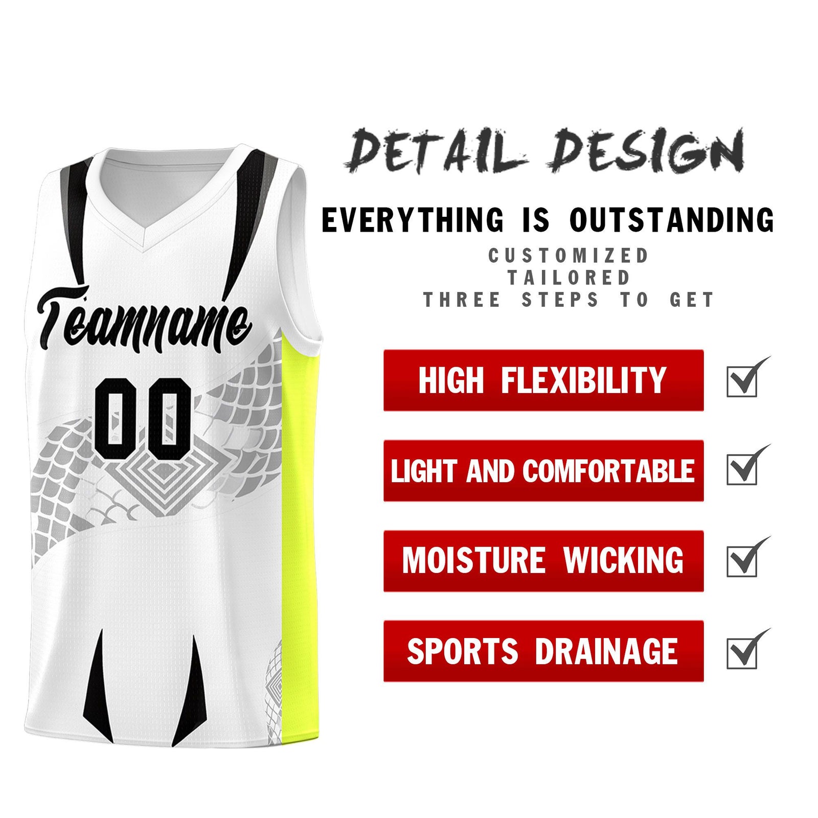 Custom White Neon Green Snake Scale Venomous Fang for Clubs Graffiti Pattern Basketball Suit Jersey