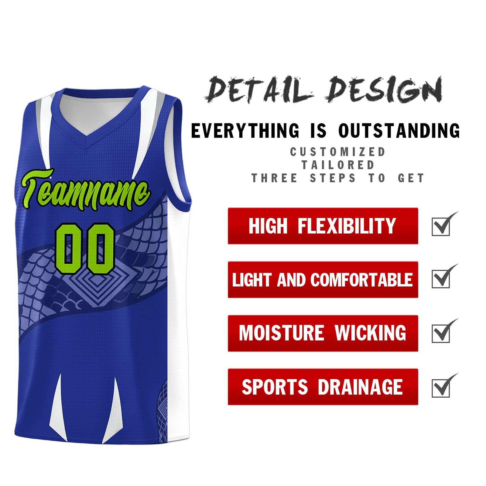 Custom Royal White Snake Scale Venomous Fang Drapable Graffiti Pattern Basketball Suit Jersey