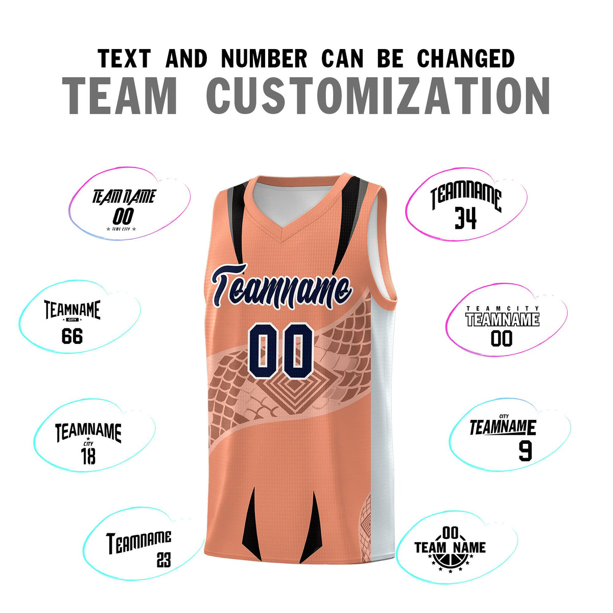 Custom Light Orange Silver Snake Scale Venomous Fang for Leagues Graffiti Pattern Basketball Suit Jersey