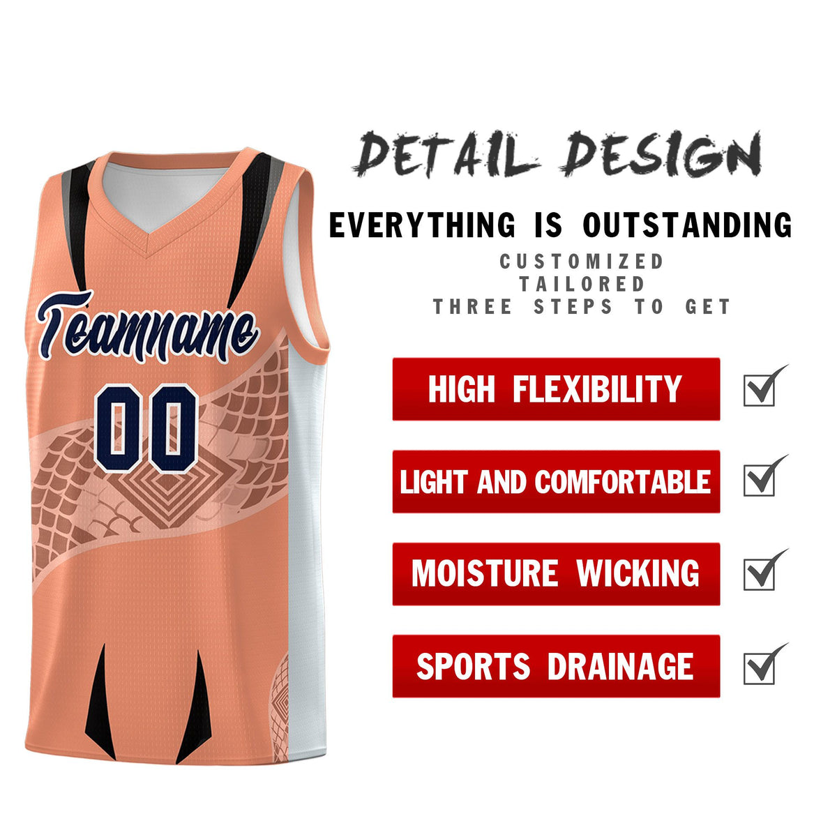 Custom Light Orange Silver Snake Scale Venomous Fang for Leagues Graffiti Pattern Basketball Suit Jersey