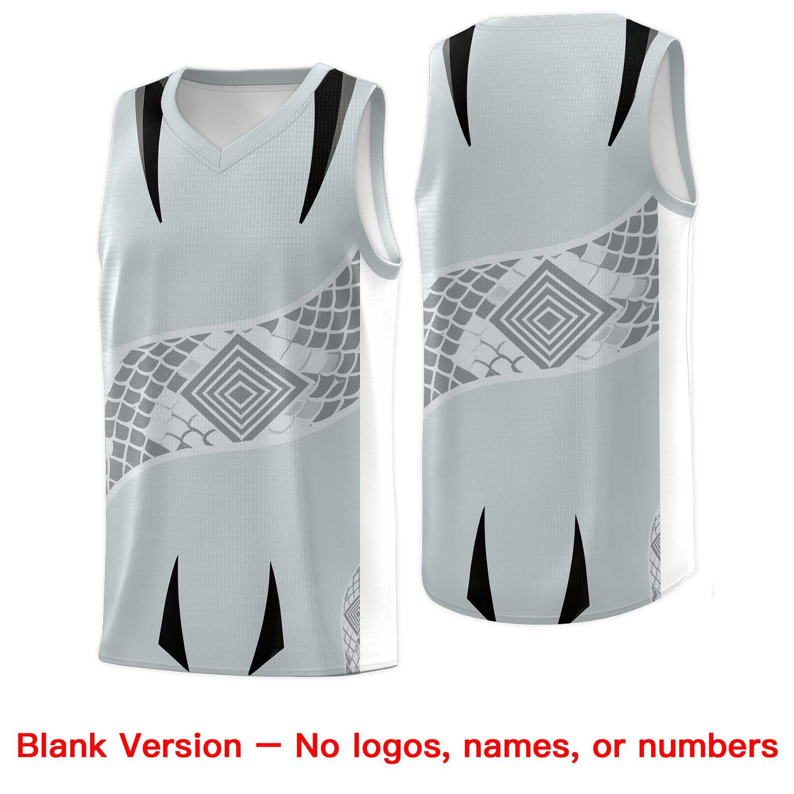 Custom Silver White Snake Scale Venomous Fang for Team Graffiti Pattern Basketball Suit Jersey