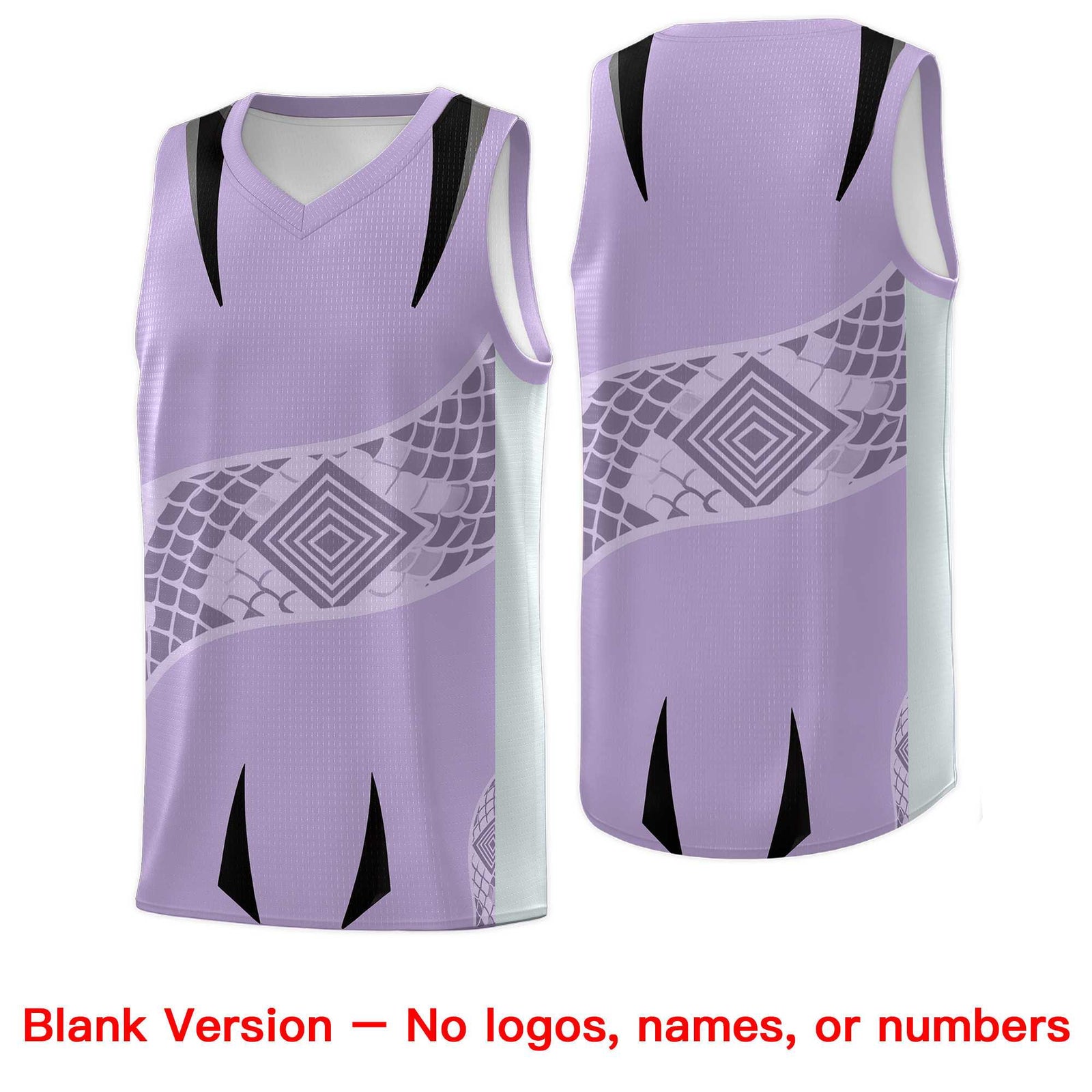 Custom Light Purple Silver Snake Scale Venomous Fang for Clubs Graffiti Pattern Basketball Suit Jersey