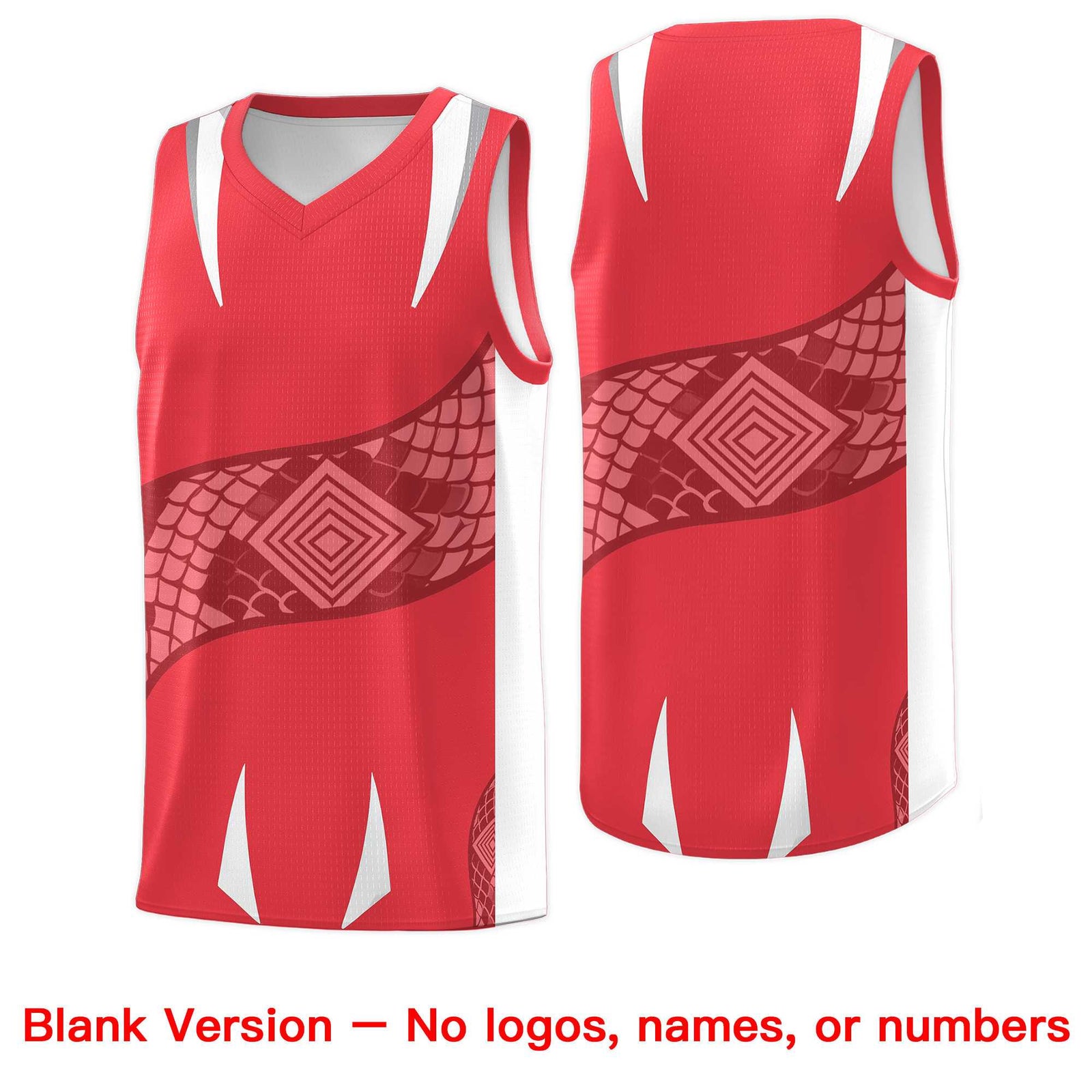 Custom Light Red White Snake Scale Venomous Fang Lightweight Graffiti Pattern Basketball Suit Jersey