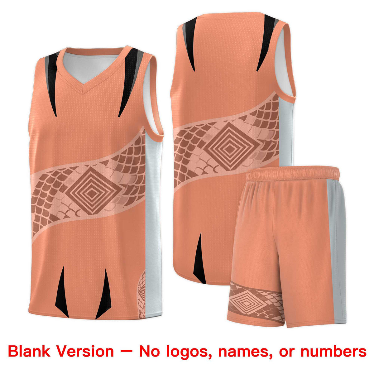Custom Light Orange Silver Snake Scale Venomous Fang for Leagues Graffiti Pattern Basketball Suit Jersey