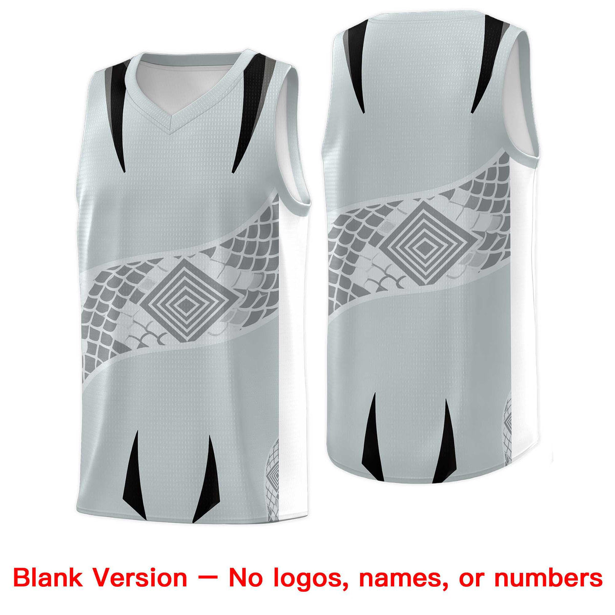 Custom Silver White Snake Scale Venomous Fang for Team Graffiti Pattern Basketball Suit Jersey