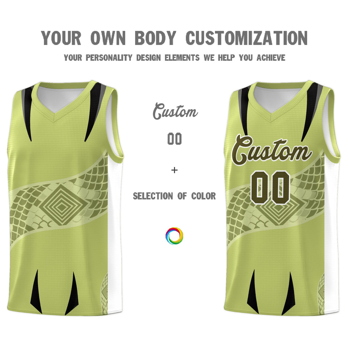 Custom Champagne White Snake Scale Venomous Fang for Clubs Graffiti Pattern Basketball Suit Jersey