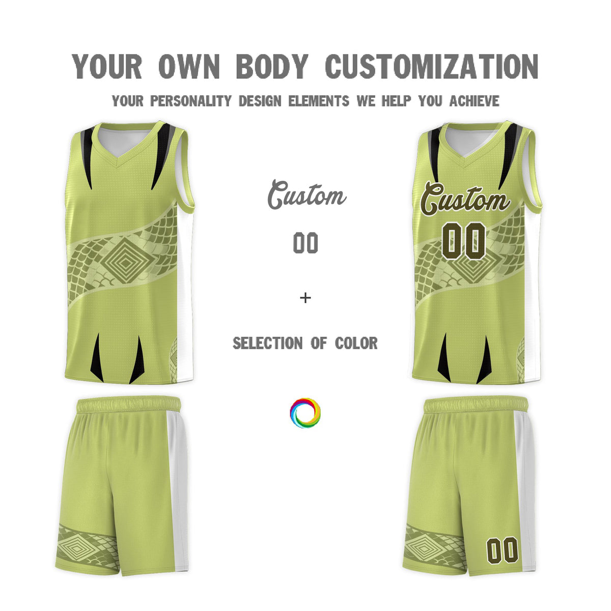 Custom Champagne White Snake Scale Venomous Fang for Clubs Graffiti Pattern Basketball Suit Jersey