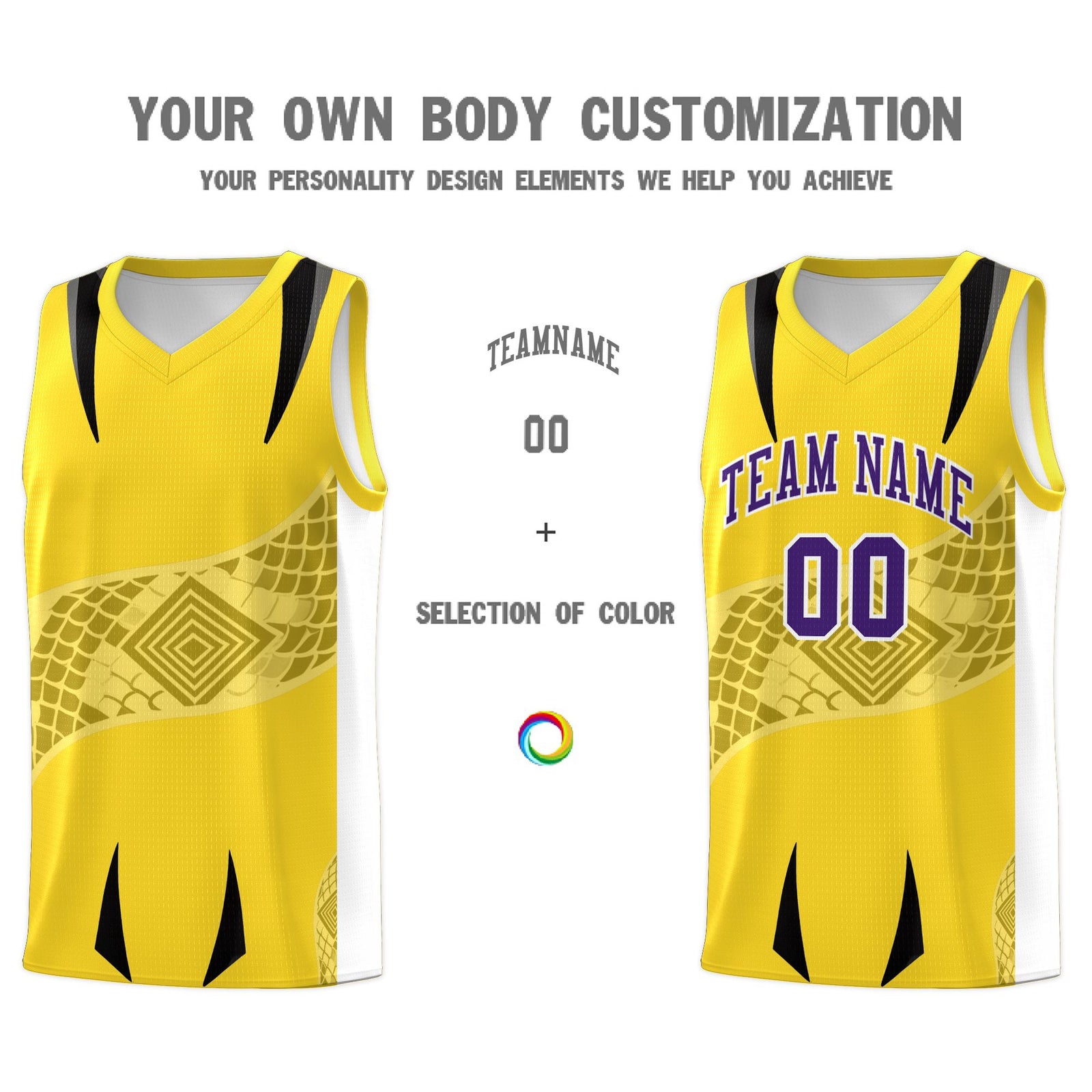 Custom Gold White Snake Scale Venomous Fang for Leagues Graffiti Pattern Basketball Suit Jersey