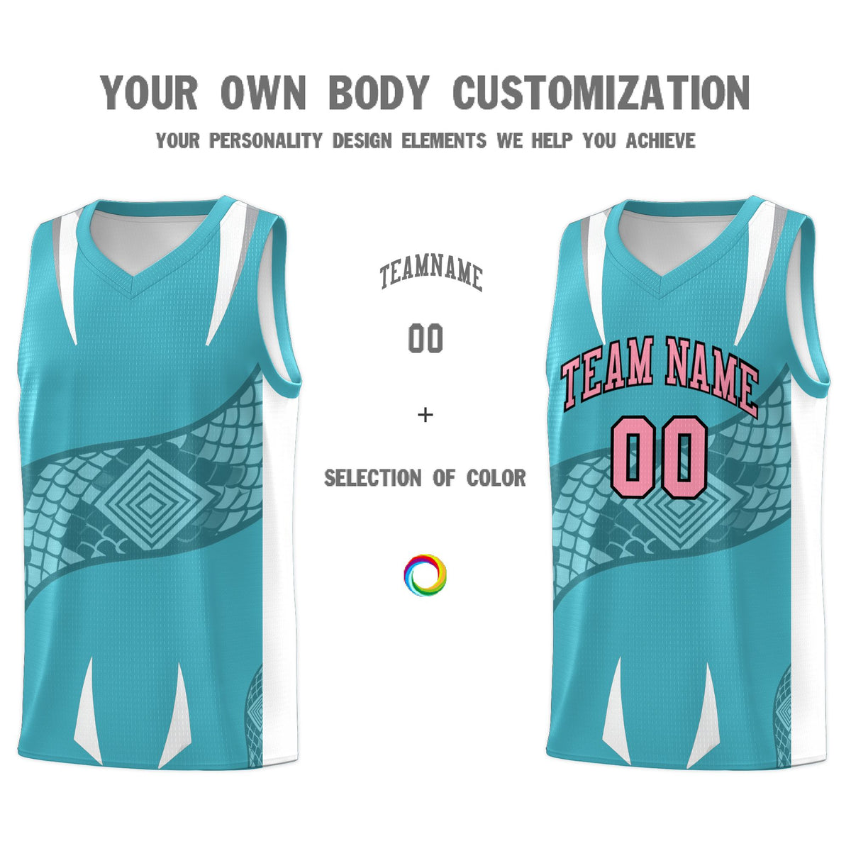 Custom Sky Blue White Snake Scale Venomous Fang Drapable Graffiti Pattern Basketball Suit Jersey