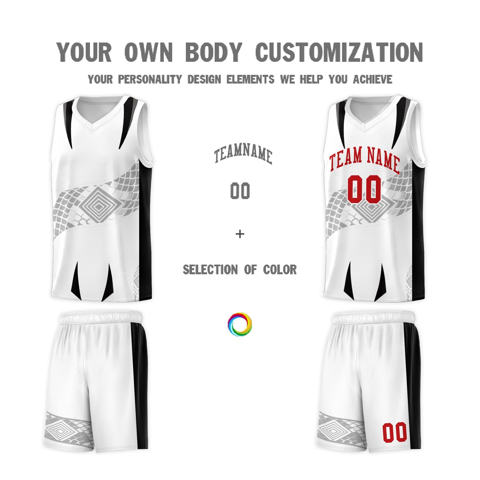 Custom White Black Snake Scale Venomous Fang for Leagues Graffiti Pattern Basketball Suit Jersey