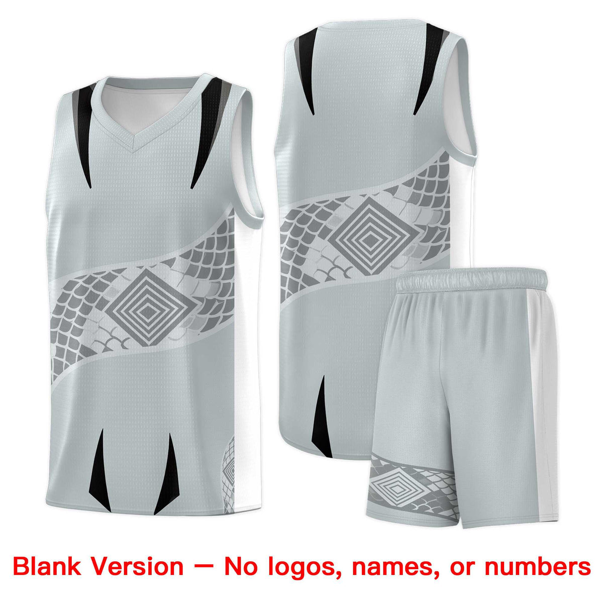 Custom Silver White Snake Scale Venomous Fang for Team Graffiti Pattern Basketball Suit Jersey