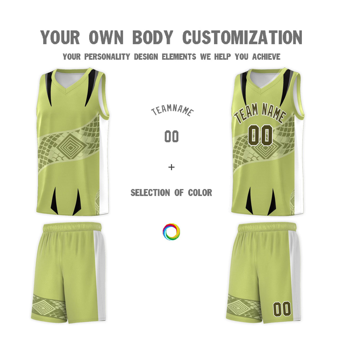 Custom Champagne White Snake Scale Venomous Fang for Clubs Graffiti Pattern Basketball Suit Jersey