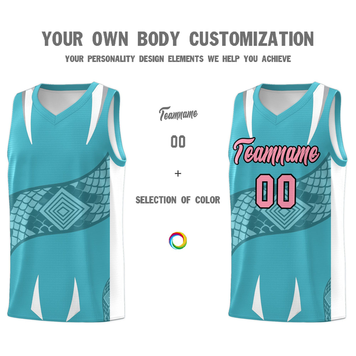 Custom Sky Blue White Snake Scale Venomous Fang Drapable Graffiti Pattern Basketball Suit Jersey