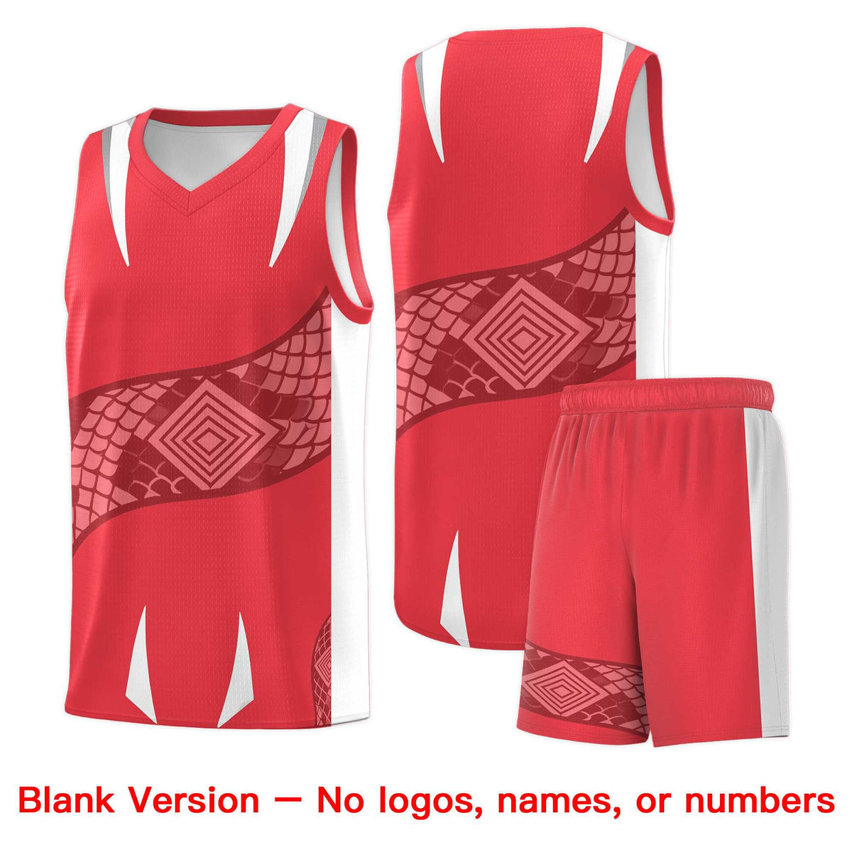 Custom Light Red White Snake Scale Venomous Fang Lightweight Graffiti Pattern Basketball Suit Jersey