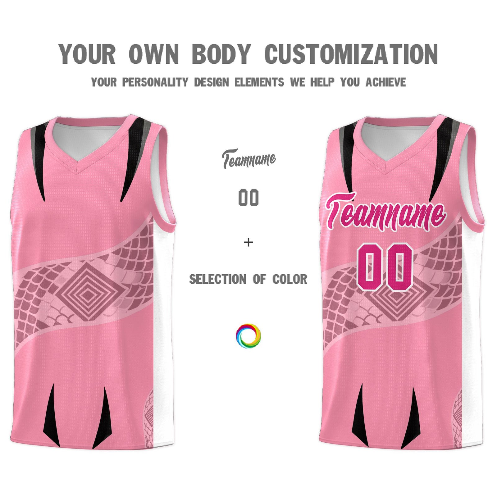 Custom Light Pink White Snake Scale Venomous Fang for Clubs Graffiti Pattern Basketball Suit Jersey