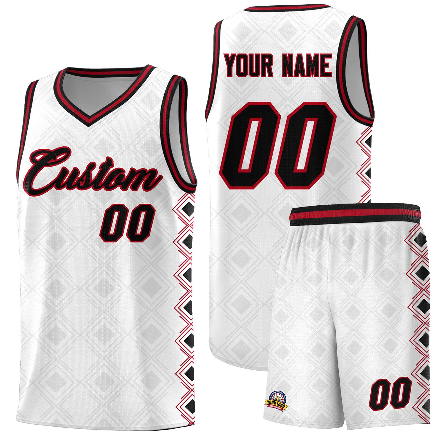 Custom White Side Blocks Sports Uniform Basketball Jersey