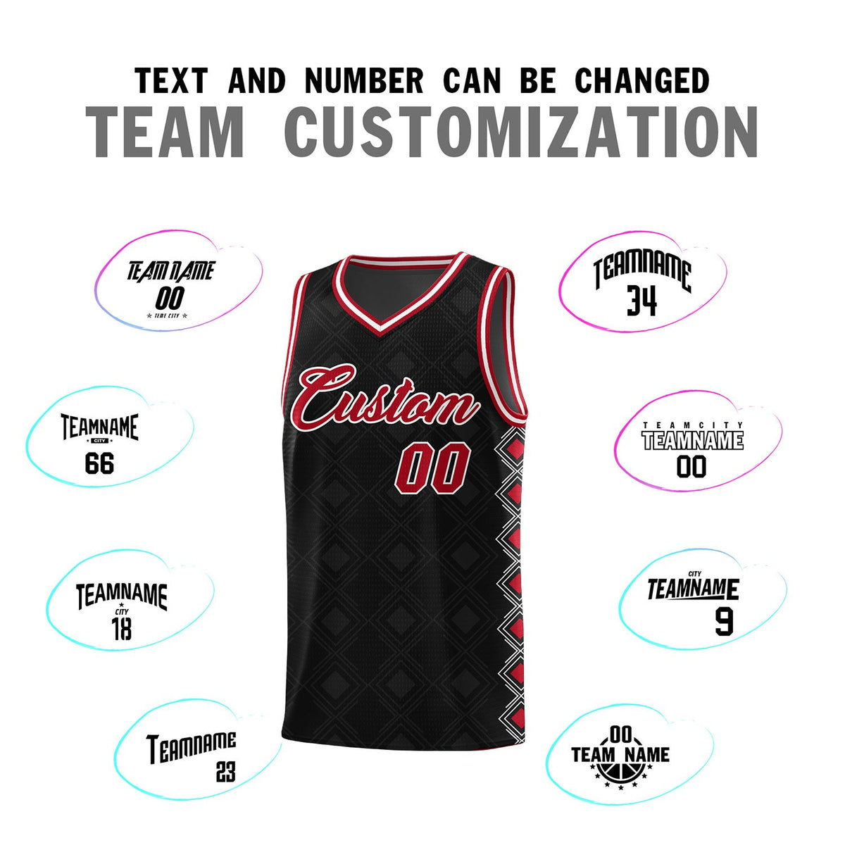 Custom Black Side Blocks Sports Uniform Basketball Jersey