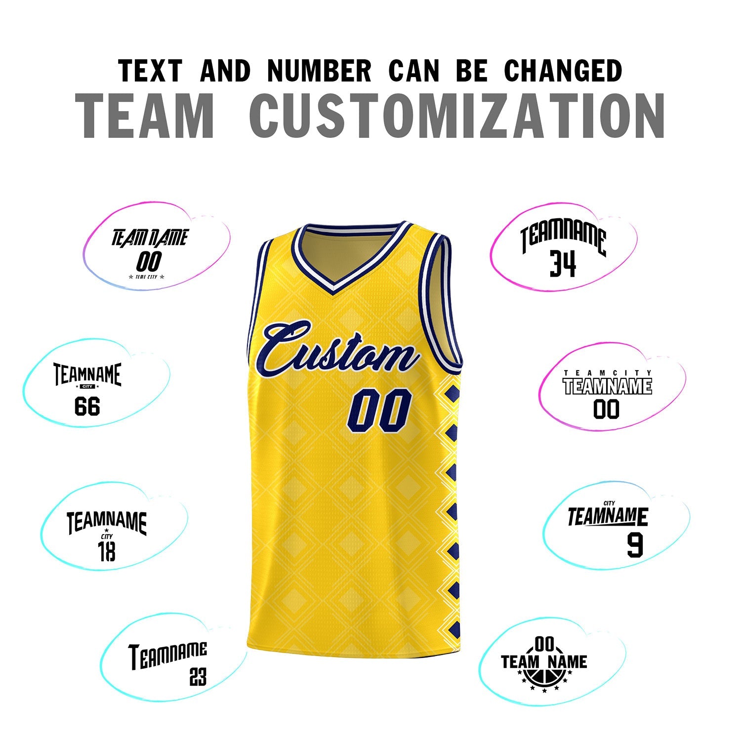 Custom Gold Side Blocks Sports Uniform Basketball Jersey
