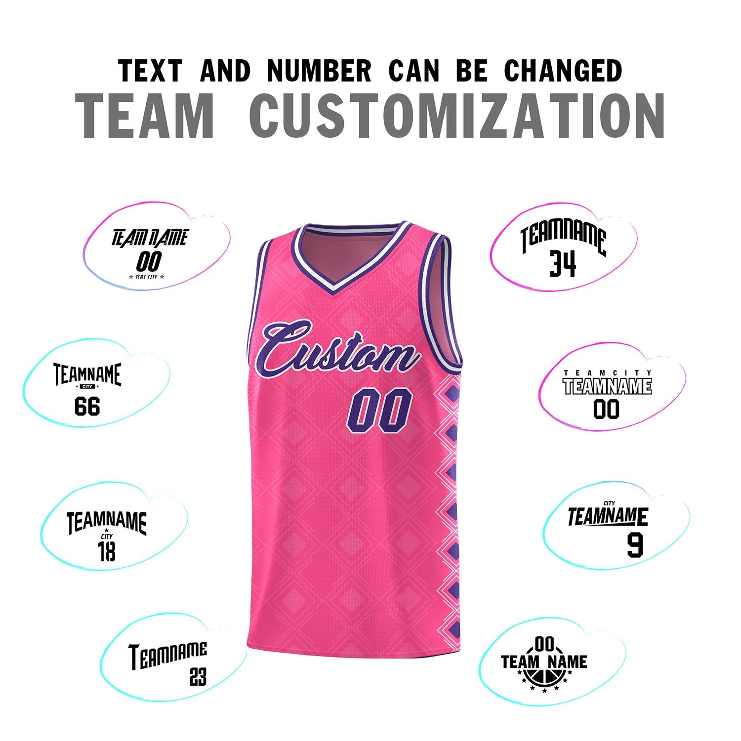 Custom Pink Side Blocks Sports Uniform Basketball Jersey