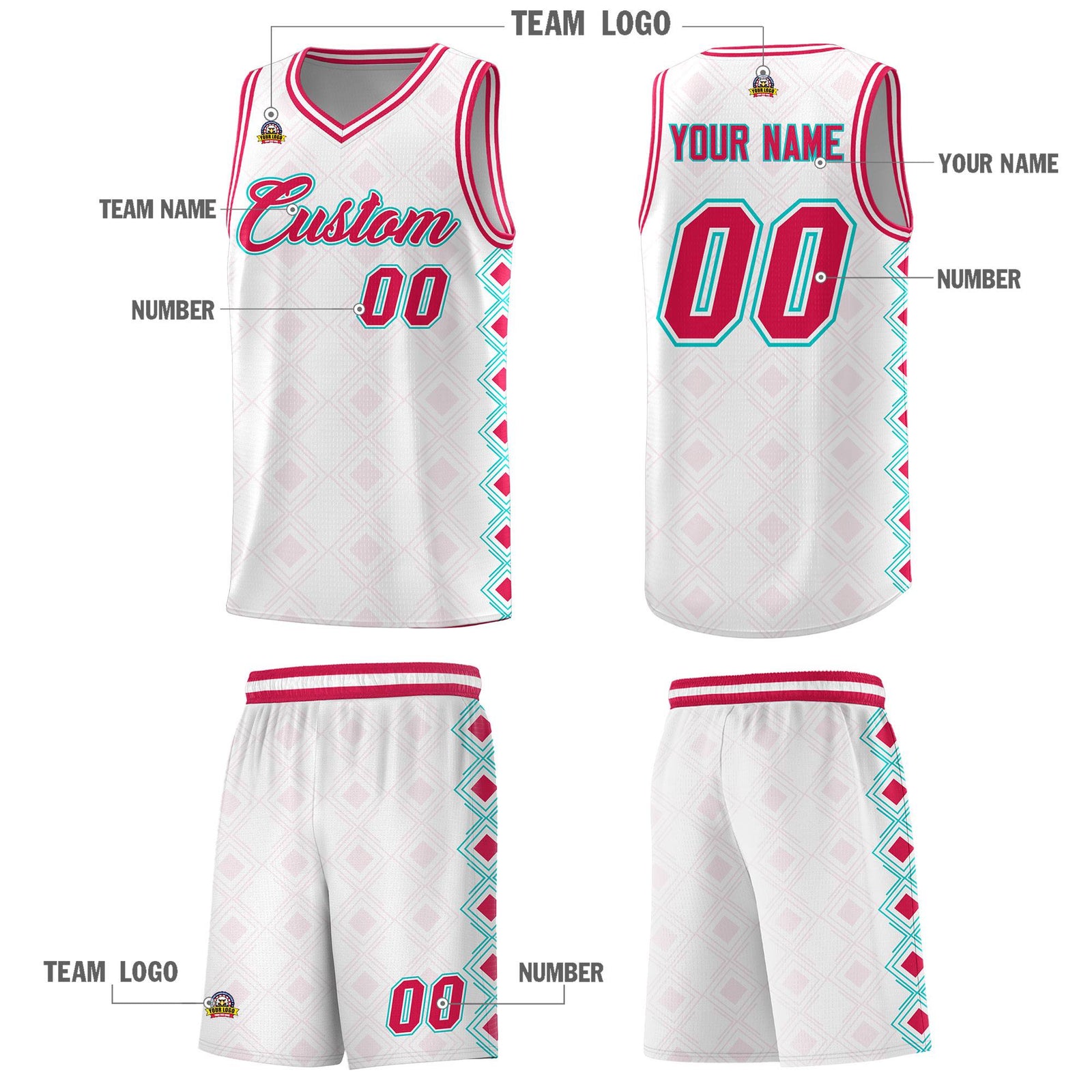 Custom White Side Blocks Sports Uniform Basketball Jersey