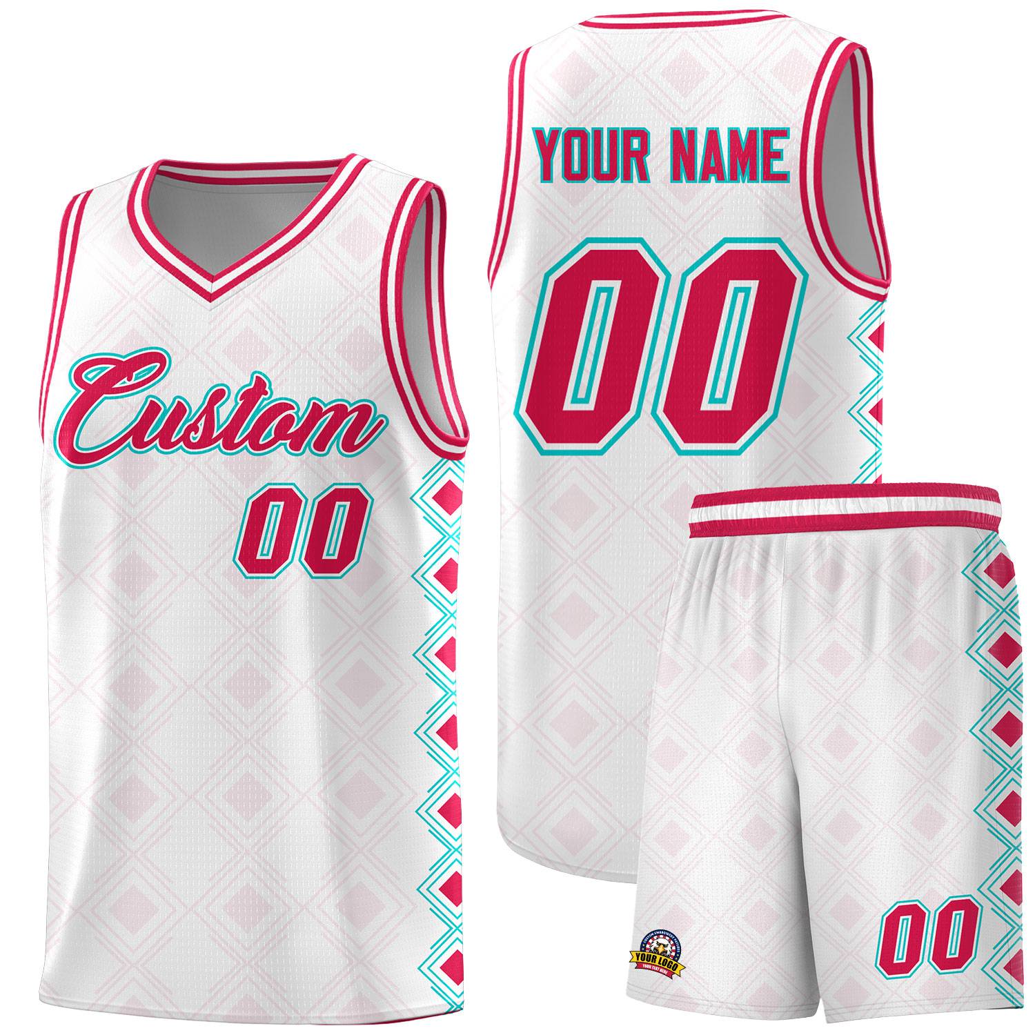Custom White Side Blocks Sports Uniform Basketball Jersey