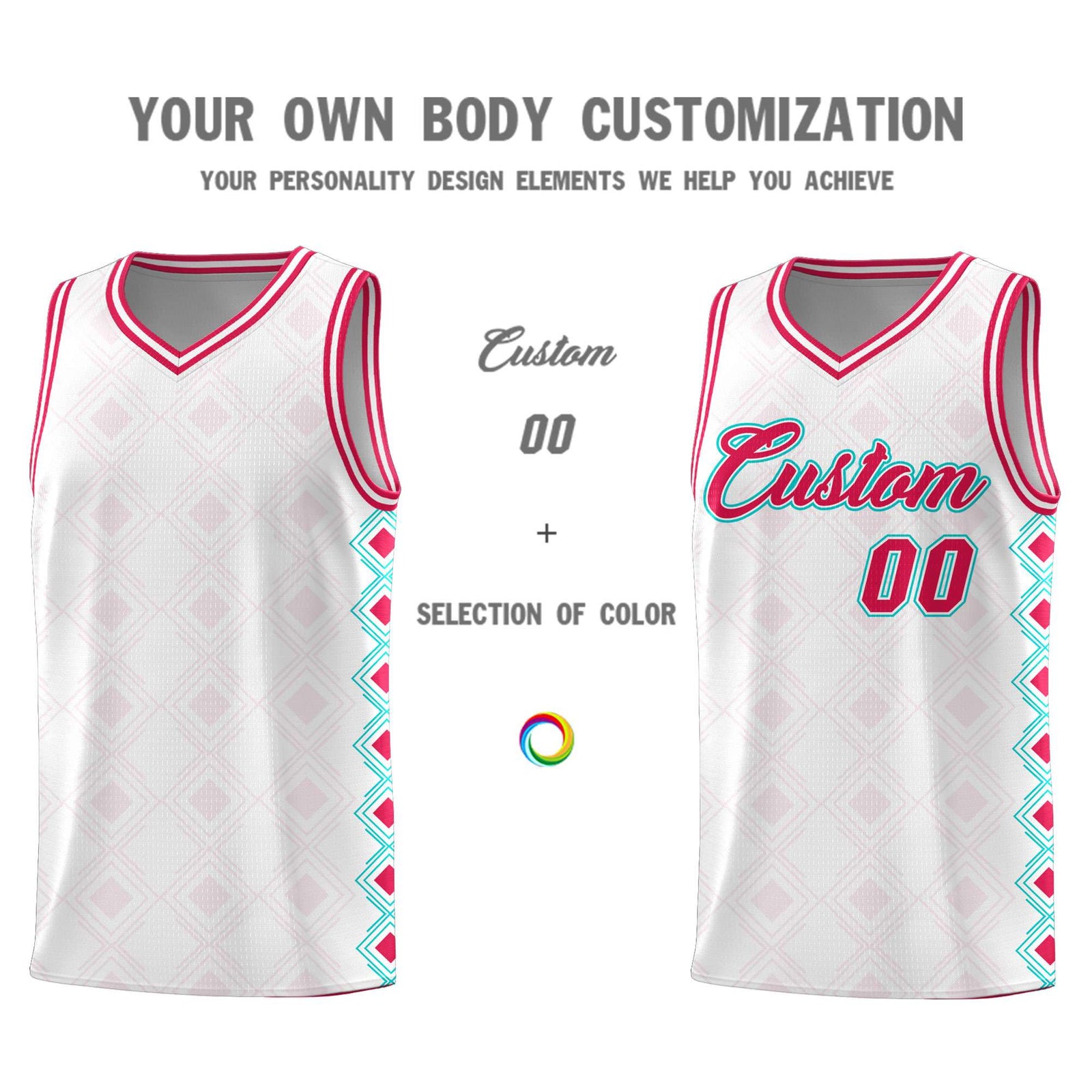Custom White Side Blocks Sports Uniform Basketball Jersey