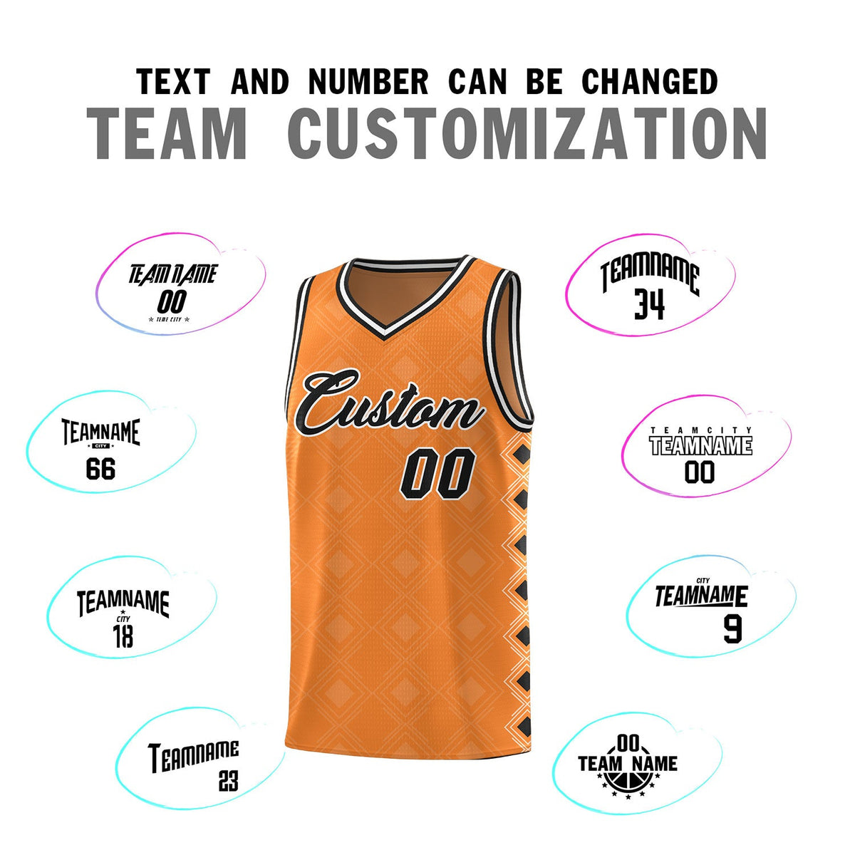 Custom Gold Orange Side Blocks Sports Uniform Basketball Jersey