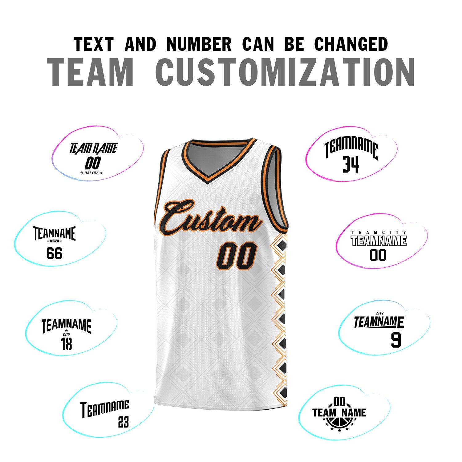 Custom White Side Blocks Sports Uniform Basketball Jersey
