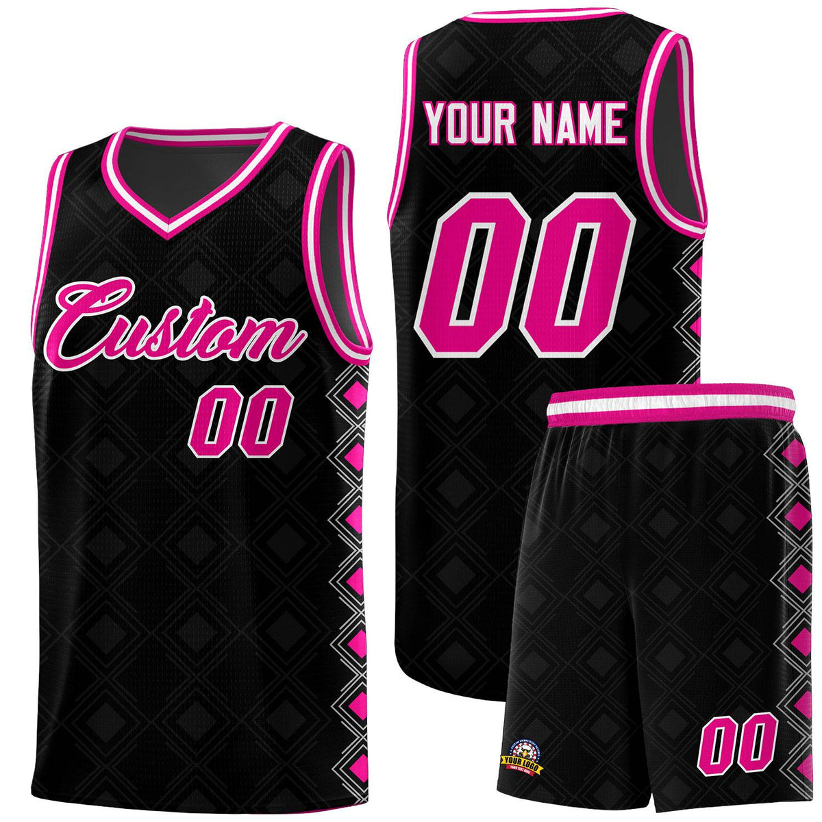 Custom Black Side Blocks Sports Uniform Basketball Jersey