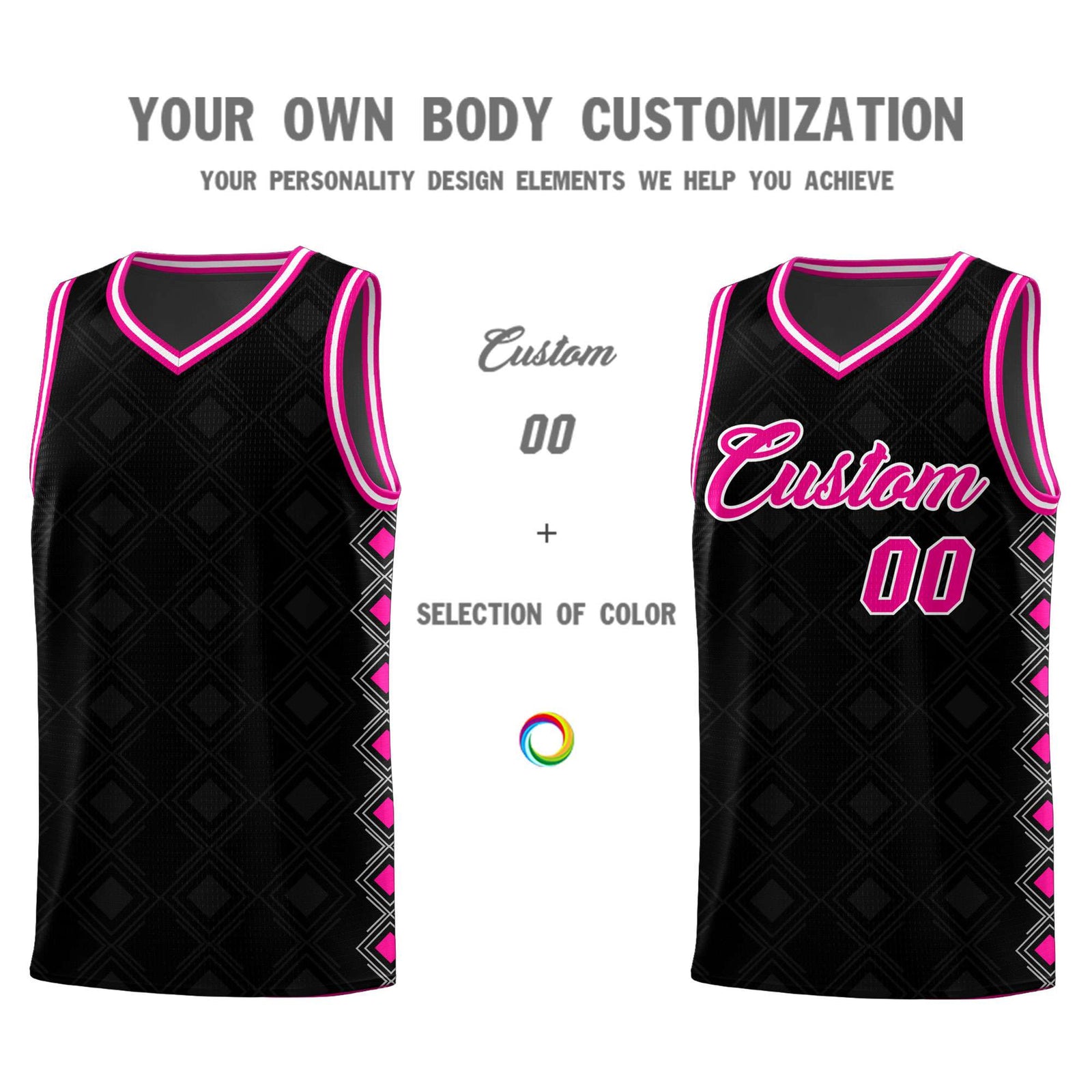 Custom Black Side Blocks Sports Uniform Basketball Jersey
