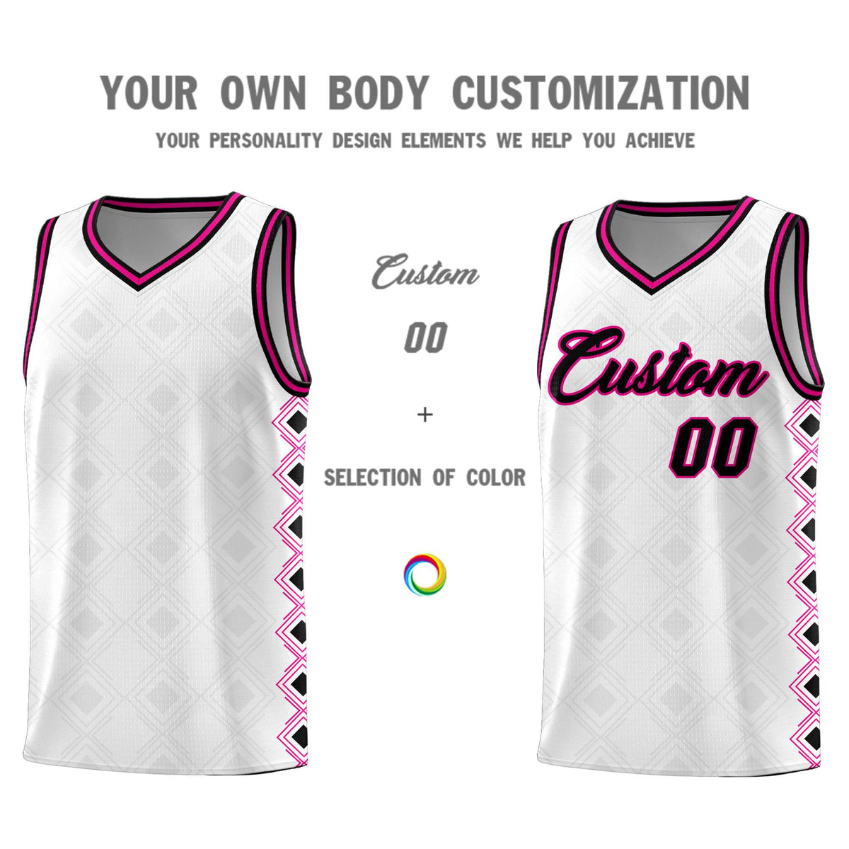 Custom White Side Blocks Sports Uniform Basketball Jersey