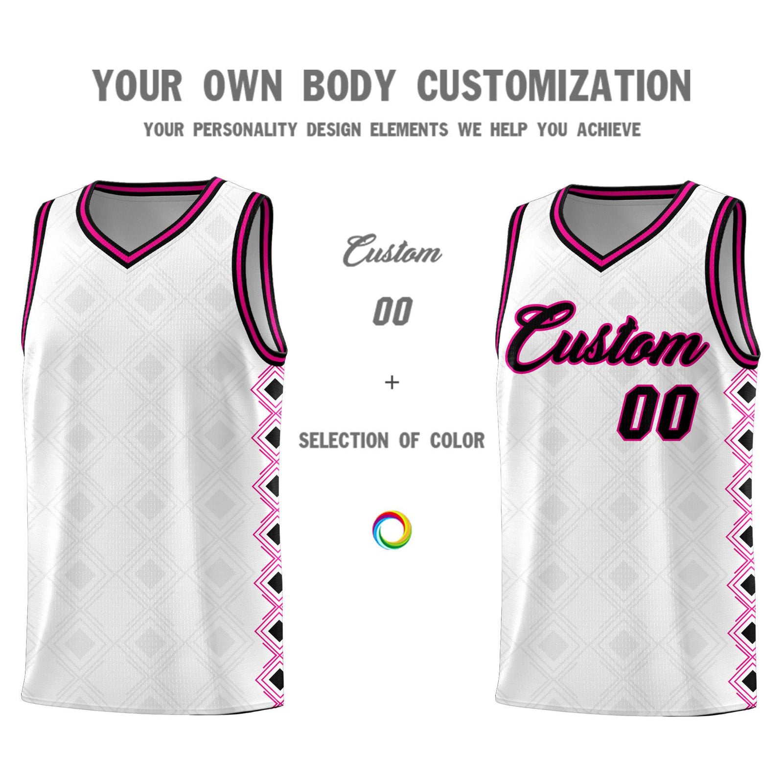 Custom White Side Blocks Sports Uniform Basketball Jersey
