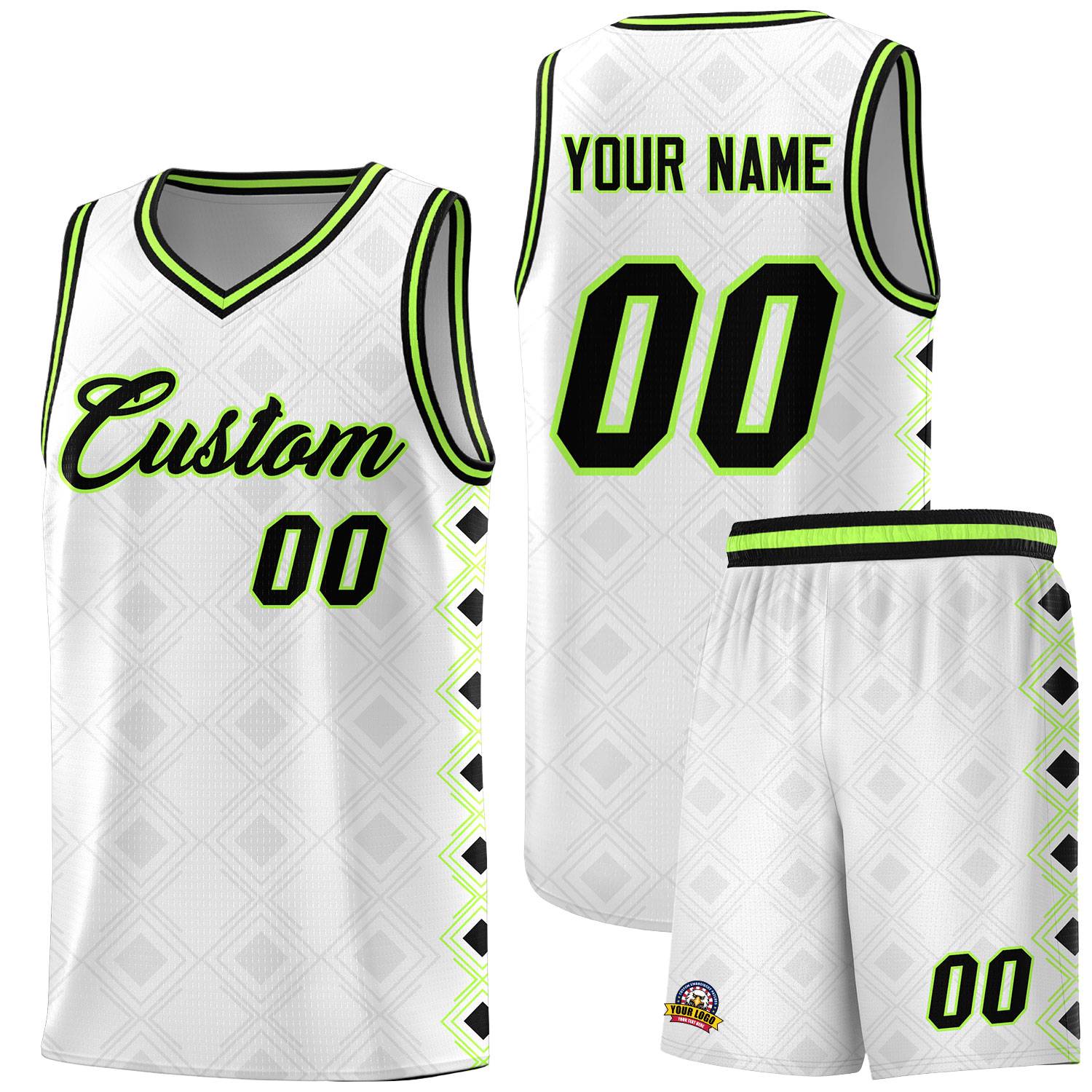 Custom White Side Blocks Sports Uniform Basketball Jersey