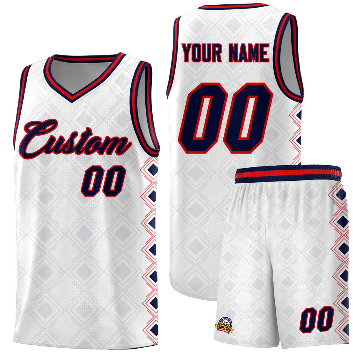 Custom White Side Blocks Sports Uniform Basketball Jersey