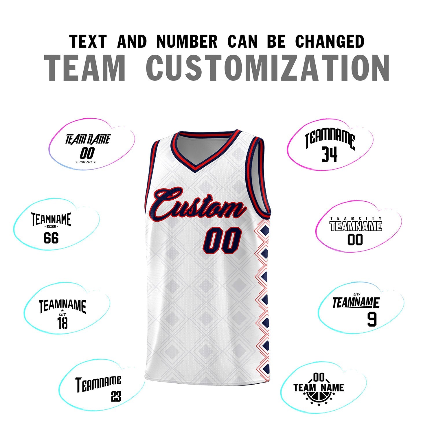 Custom White Side Blocks Sports Uniform Basketball Jersey