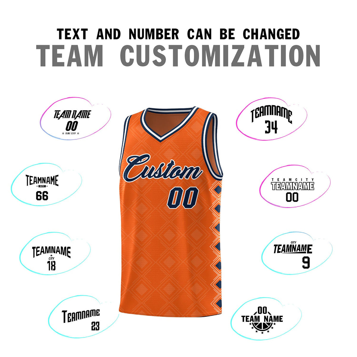 Custom Orange Side Blocks Sports Uniform Basketball Jersey