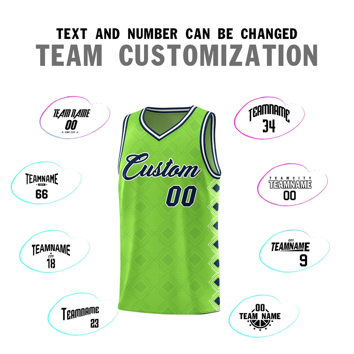 Custom Neon Green Side Blocks Sports Uniform Basketball Jersey