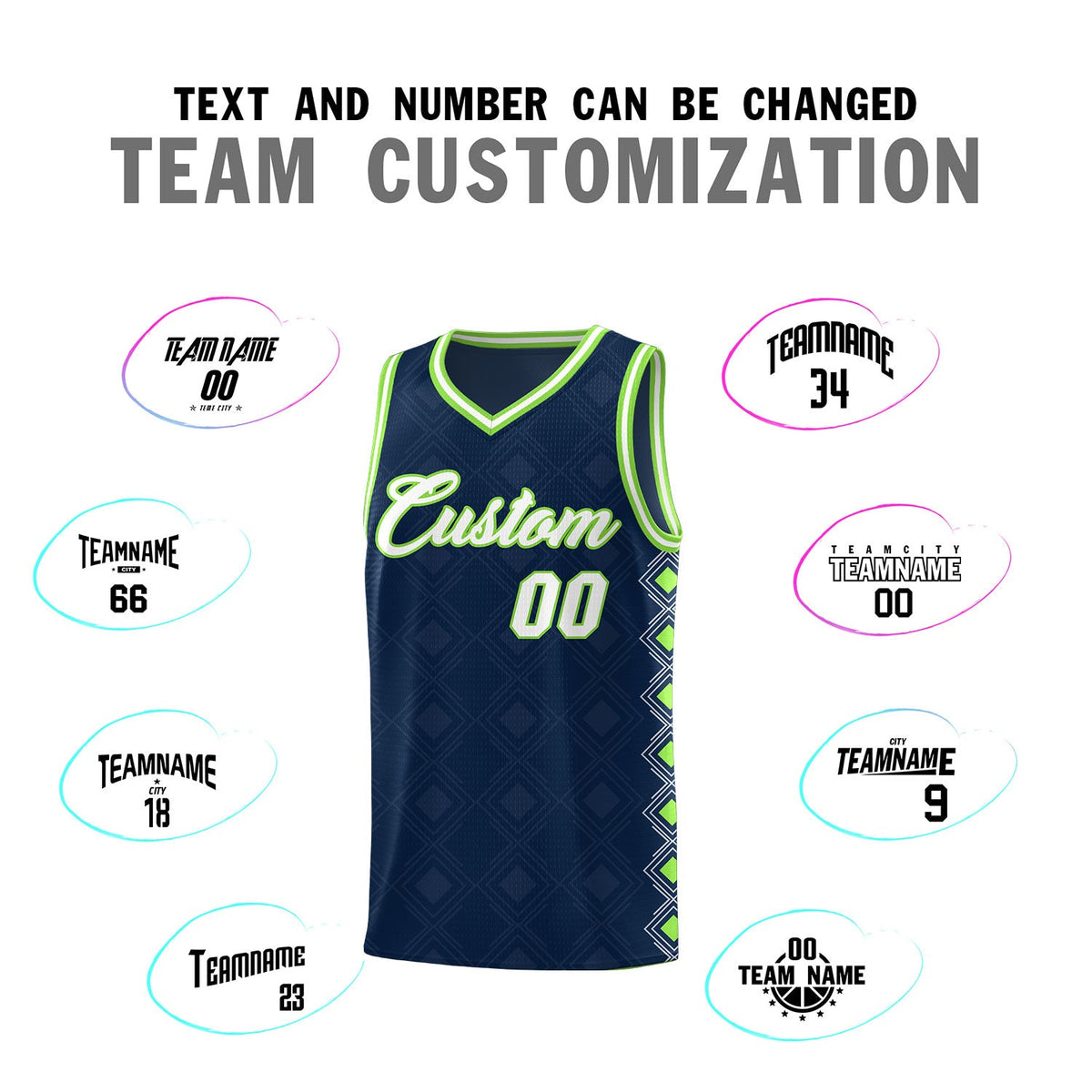 Custom Navy Side Blocks Sports Uniform Basketball Jersey