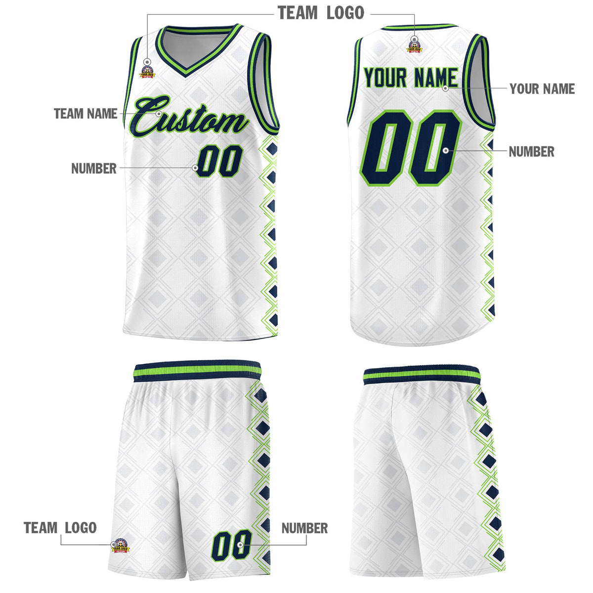 Custom White Side Blocks Sports Uniform Basketball Jersey