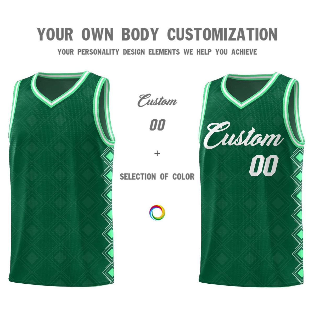 Custom Kelly Green Side Blocks Sports Uniform Basketball Jersey