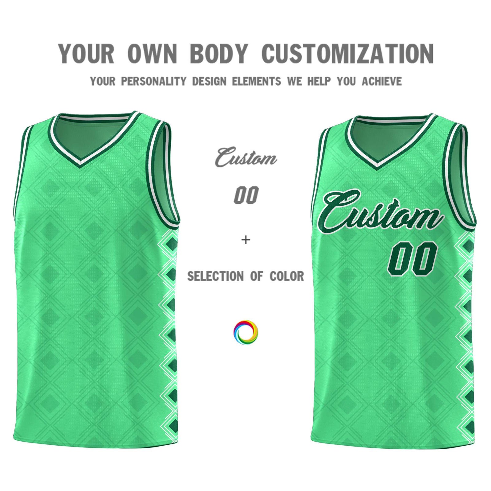 Custom Bright Green Side Blocks Sports Uniform Basketball Jersey